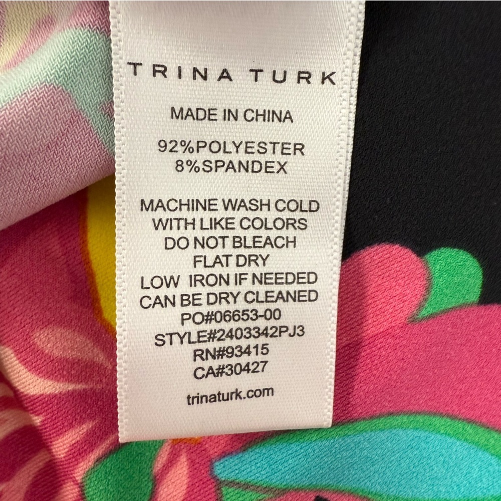 NWT TRINA TURK Halter Dress L Hana Hou Vibrant Black Tropical Floral Resortwear - Picture 13 of 13